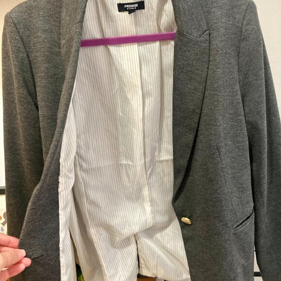 Charcoal Grey Soft Knit Blazer Jacket L - Picture 5 of 5